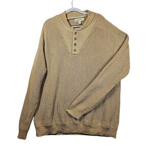 Cabelas Sweater Mens  XL Tall 100% Cotton Knit Beige career outdoor gorpcore